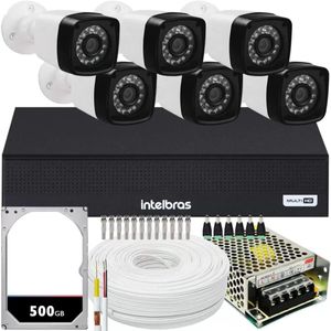 Kit 6 Câmeras de Segurança hd Dvr intelbras full hd 8ch mhdx c/hd
