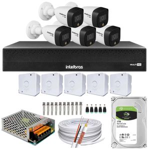 Kit 5 Câmera Segurança Intelbras Full Notuna Colorida Hd 1tb