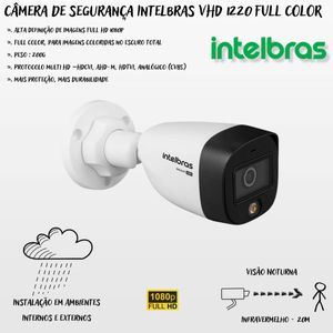 Kit 3 Cameras Full Color Intelbras Dvr Mhdx 4 Ch Color Noite 1TB