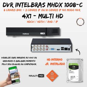Kit 5 Cameras Full Color Intelbras Dvr Mhdx 8 Ch Color Noite C/HD 1TB