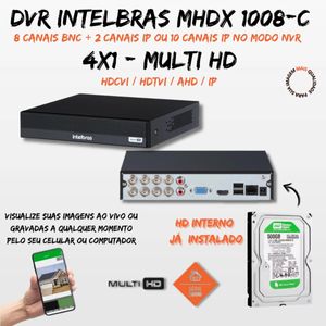 Kit 6 Câmeras Intelbras Cftv 1080p Full Color Colorida Noite C/HD 500GB