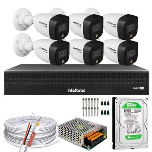 Kit 6 Câmeras Intelbras Cftv 1080p Full Color Colorida Noite C/HD 500GB