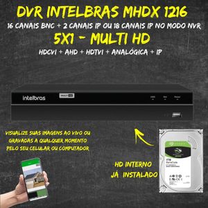 Kit 8 Cameras Segurança Full Hd 1080p Dvr Intelbras 16ch 1216