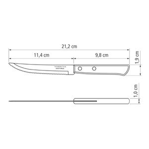 Kit 3 Facas de Churrasco Tramontina Polywood Inox Cabo Castanho