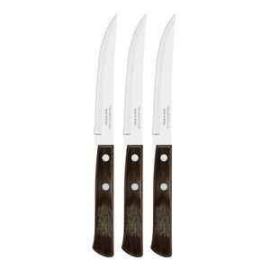 Kit 3 Facas de Churrasco Tramontina Polywood Inox Cabo Castanho