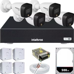 Kit 4 Cameras Segurança Intelbras Full Color vhd 1120b Dvr 4ch Full C/ hd 500gb