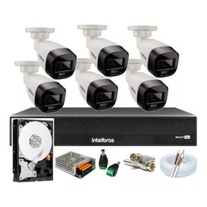 kit 6 Câmeras de Segurança Vhd 1120b Full Color Intelbras, Mhdx 1008c, Hd 1tb