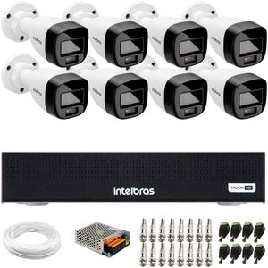 Kit 8 Cameras Seguranca Intelbras Full Color vhd 1120b Dvr 8ch Full S/ hd