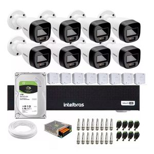 Kit 8 Cameras Segurança Intelbras Full Color vhd 1120b Dvr 8ch Full C/ hd 1tb