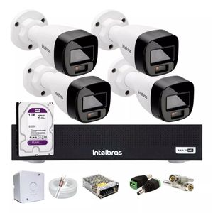 Kit Intelbras 4 Cameras 1120b Full Color, Dvr Mhdx 1004c  HD 1tb