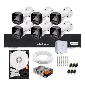 Kit 6 Cameras Intelbras VHD 1120 Full Color, Dvr Intelbras 8 Canais C/ Hd 500 GB