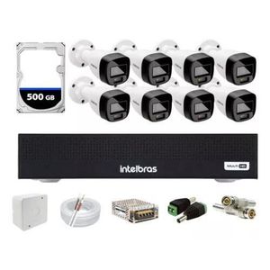 Kit Intelbras 8 cameras Full Color Vhd 1120b Dvr 8 Mhdx 1008 C/ HD 500gb