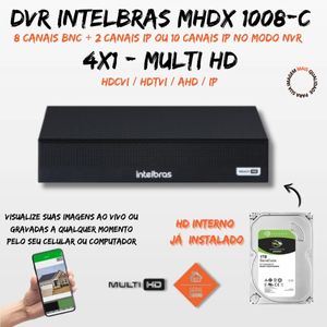 kit 8 Câmeras 1120b Full Color Intelbras, Mhdx 1008c + Hd 1 Tera