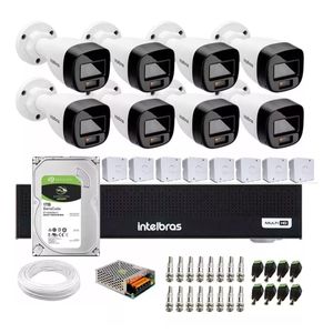 Kit 8 Cameras 1120b Full Color Intelbras Dvr 8ch Intelbras Hd 1 Tb
