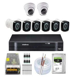 Kit Cftv 8 Câmeras Segurança Full Hd 1080p Dvr Intelbras 3TB