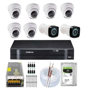 Kit 8 Câmeras Segurança Full Hd 1080p Dvr Intelbras 8ch 1tb