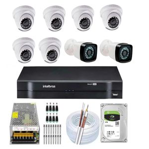 Kit 8 Câmeras Segurança Full Hd 1080p Dvr Intelbras 8ch 2tb