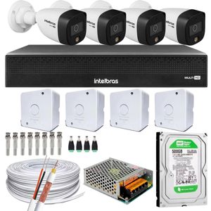 Kit 4 Cameras Full Color Intelbras Dvr Mhdx 8 Ch Color Noite