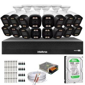 Kit 14 Câmeras Segurança FullColor Visão Noturna Colorida Dvr Intelbras 1016c Hd 500gb