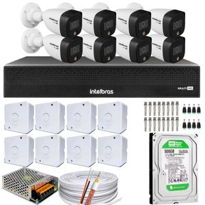 Kit 8 Câmeras Intelbras Cftv 1080p Full Color Colorida Noite 500gb