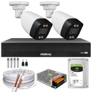 Kit 2 Câmeras Segurança FullColor Visão Noturna Colorida 1080p 2.8mm Dvr Intelbras 1tb