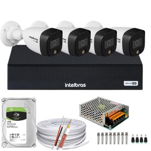 Kit Cftv 4 Câmeras Intelbras 1080p Colorido Noite Mhdx 3004c 1tb