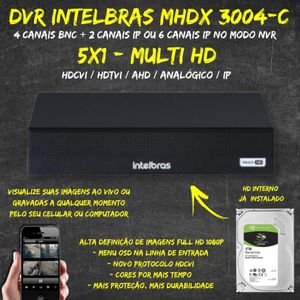 Kit Cftv 4 Câmeras Intelbras 1080p Colorido Noite Mhdx 3004c 1tb