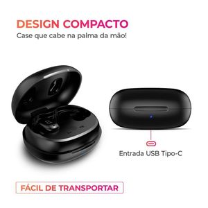 Fone de Ouvido Earbud Aiwa Aws-eb-03-b Bt Ipx5 Anc Modo Ambiente Bivolt