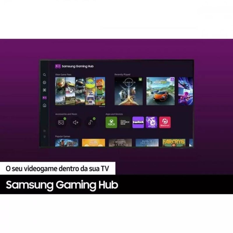 Smart TV Samsung 65" Crystal Uhd 4K UN65DU7700 Gaming Hub, Ai Energy