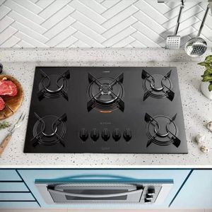 Cooktop Atlas 5 Bocas Utop Tripla Chama Preto - Bivolt