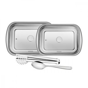 Kit para Assar e Servir Tramontina Cosmos em Aço Inox com Tampa de Vidro 4 Peças