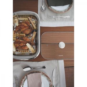 Kit para Assar e Servir Tramontina Cosmos em Aço Inox com Tampa de Vidro 4 Peças