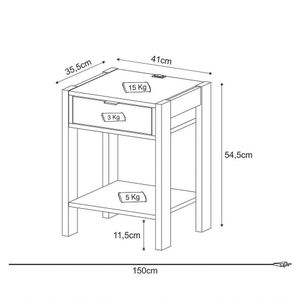 Mesa De Cabeceira 1 Gaveta Az1016 Branco/nogal