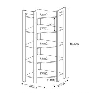 Cabideiro De Canto 5 Prateleiras Az1020 Nogal/branco