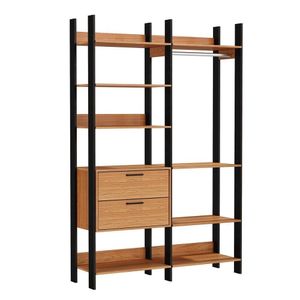 Guarda Roupa Closet Industrial 145Cm 100% Mdf Tw403 Freijó/Preto Fosco