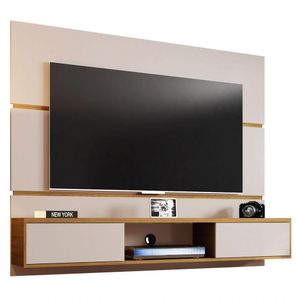 Painel Bancada Suspensa Para Tv Até 65 Pol. 2 Portas Âmbar Off White/Cinamomo - Bechara