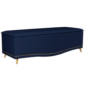 Calçadeira Baú Casal 140Cm Suede Azul