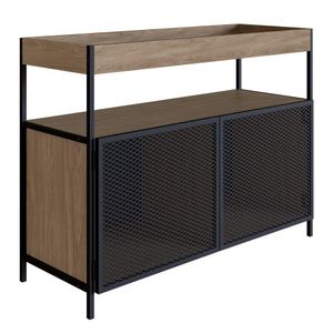 Balcão Buffet Para Sala De Jantar 2 Portas Pés Metálicos York Hanover/preto