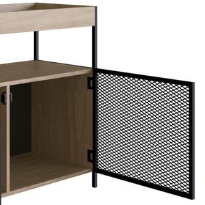 Balcão Buffet Para Sala De Jantar 2 Portas Pés Metálicos York Hanover/preto