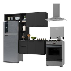 Cozinha Compacta Multimóveis Sofia Fg2006 Com Armário E Balcão Preta