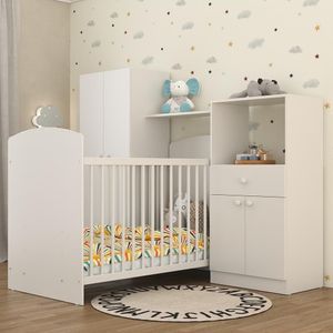 Quarto De Bebê Completo Berço/guarda-roupa/cômoda Fg2869 Branco