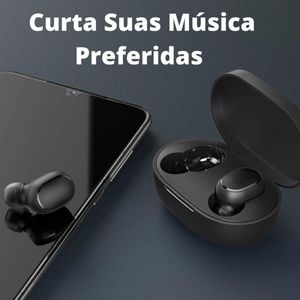 Fone de Ouvido Bluetooth Preto Para Redmi 9