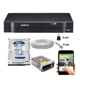 Kit Cftv Dvr Intelbras Mhdx Cabo E Conectores c/Hd