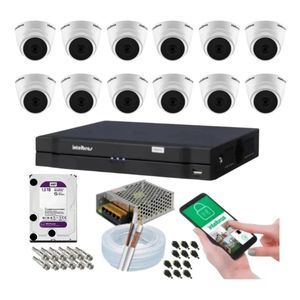 Kit 12 Câmeras Intelbras Dome 1120d Dvr 16 Canais Com Hd