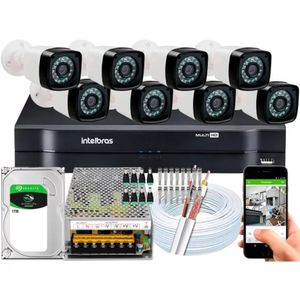 Kit 8 Cameras Segurança Dvr Intelbras Full Hd 8ch mhdx c/hd