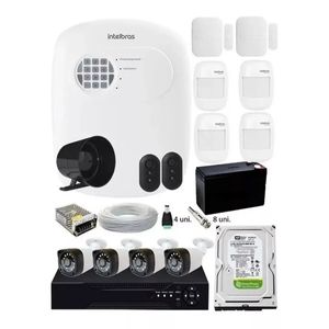 Kit Alarme Residencial + Kit 4 Câmeras Hd 720p Infra