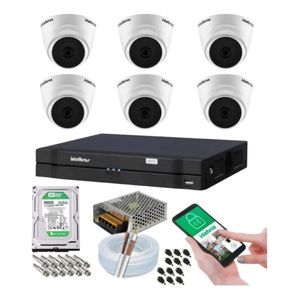 Kit 6 Camera de Seguranca Intelbras Dome vhl 1120d Dvr 8 canais multi hd