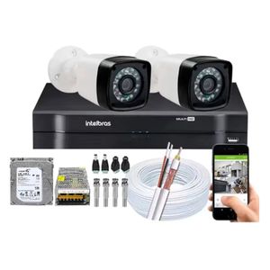 Kit 2 Cameras Segurança 720p Full Hd Dvr Intelbras 4ch C/hd Promo
