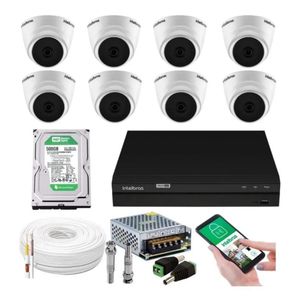Kit 8 Camera de Seguranca Intelbras Dome vhl 1120d Dvr 8 canais multi hd