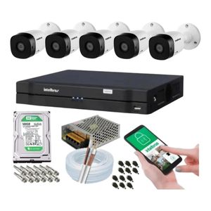 Kit 5 Camera de Seguranca Intelbras Bullet vhl 1120b Externa Dvr 8 canais multi hd